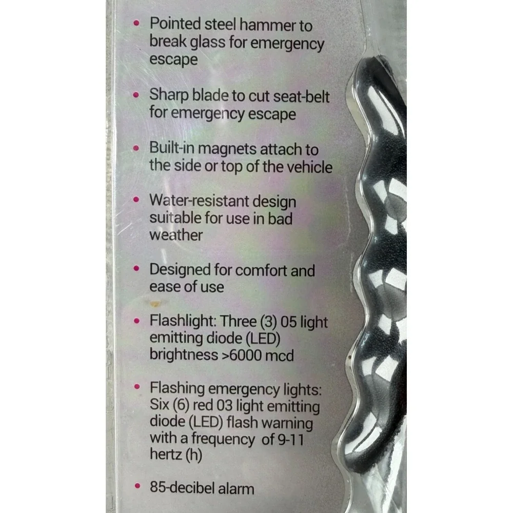 Damsel in Defense Road Trip Emergency Auto Tool Glass Breaker Flashing Lights